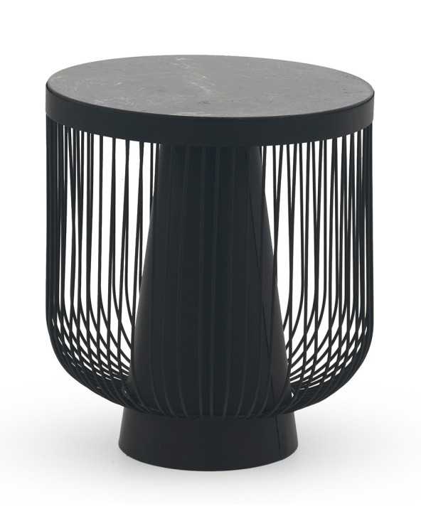 MESA AUXILIAR DE METAL Y MARMOL GRIS OSCURO - Imagen 2