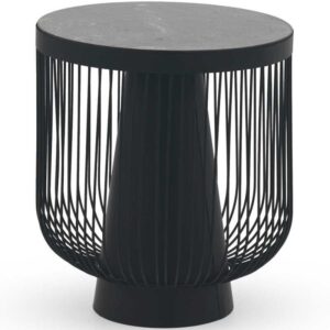 MESA AUXILIAR DE METAL Y MARMOL GRIS OSCURO Gabar