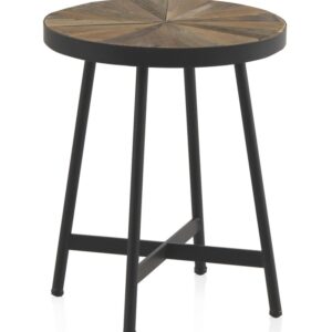 MESA AUXILIAR MADERA LAMINADA REDONDA 40 CM CON PIE METALICO Gabar