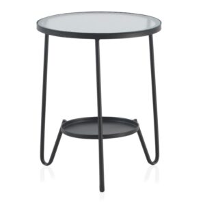 MESA AUXILIAR METAL CON CRISTAL  Gabar