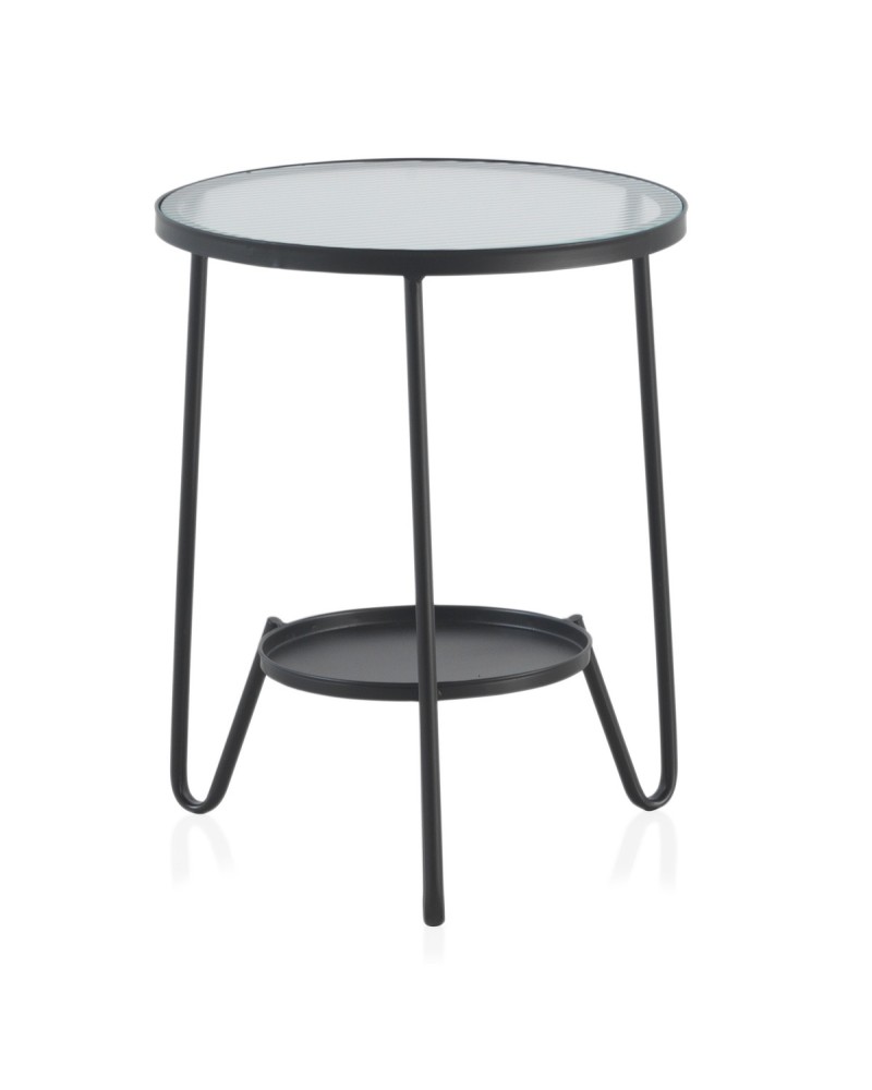 MESA AUXILIAR METAL CON CRISTAL Gabar