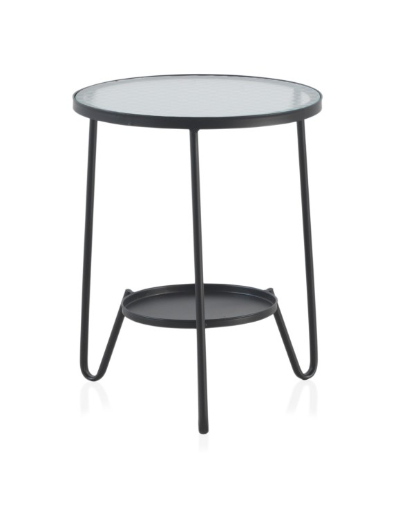 MESA AUXILIAR METAL CON CRISTAL - Imagen 2