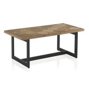 MESA CENTRO MADERA DE FRESNO CON PIE METALICO - (P30) Gabar