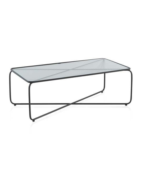 MESA CENTRO METAL CON CRISTAL - Imagen 2