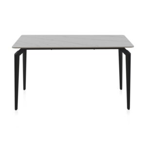 MESA CERAMICA BLANCA CON PATAS DE METAL NEGRAS 140X80 Gabar