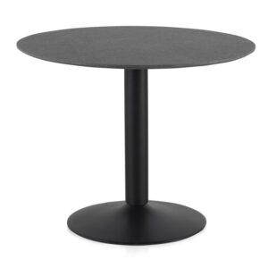 MESA COLOR CEMENTO CON PIE CENTRAL METALICO NEGRO 100 DIAMETRO - Gabar