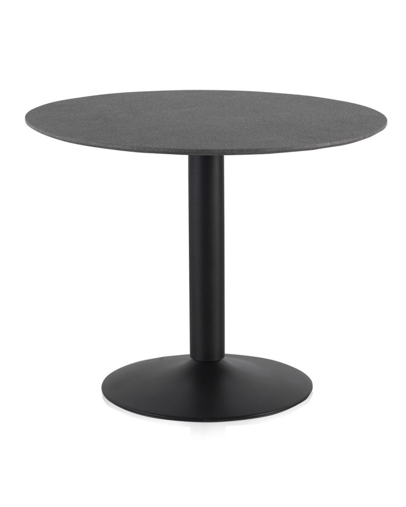 MESA COLOR CEMENTO CON PIE CENTRAL METALICO NEGRO 100 DIAMETRO - Gabar