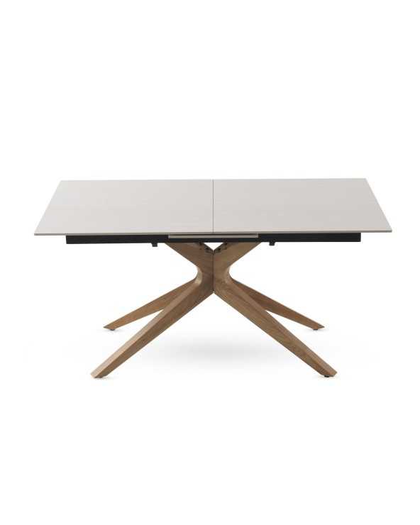 MESA COMEDOR EXTENSIBLE 160/200X90 PIE MADERA DE ROBLE CON SOBRE - Imagen 2