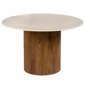 MESA COMEDOR NATURAL-CREMA MÁRMOL/MADERA 120 X 120 X 74 CM