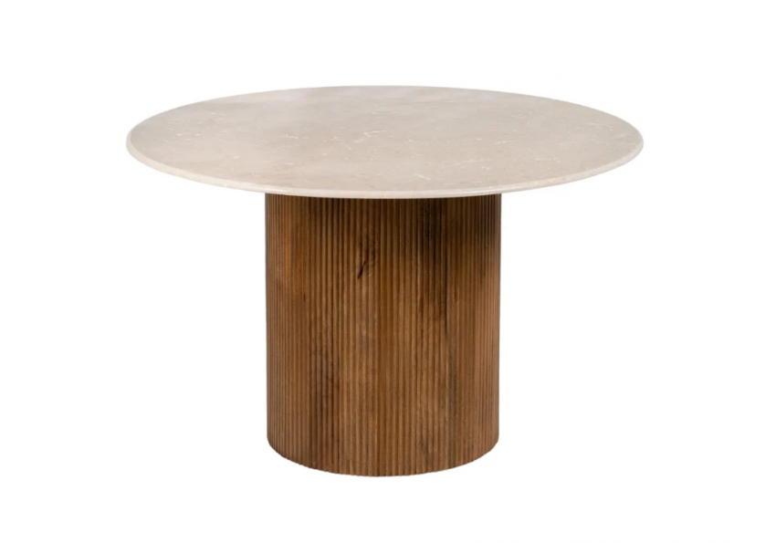 MESA COMEDOR NATURAL-CREMA MÁRMOL/MADERA 120 X 120 X 74 CM