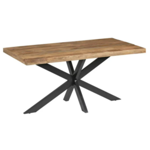MESA COMEDOR NATURAL-NEGRO MADERA-HIERRO 160 X 90 X 79 CM
