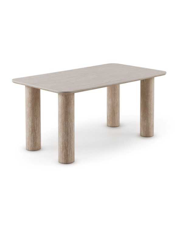 MESA COMEDOR RECTANGULAR 200X100 MDF EN TRAVERTINO CON SOBRE CER - Imagen 2