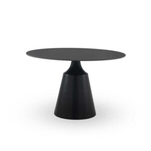 MESA COMEDOR REDONDA 120 DIAM. BASE METAL NEGRA CON SOBRE CERAMI  Gabar