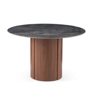 MESA COMEDOR REDONDA 120 DIAM. MDF EN NOGAL CON SOBRE CERAMICO M Gabar