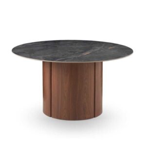 MESA COMEDOR REDONDA 140 DIAM. MDF EN NOGAL CON SOBRE CERAMICO M  Gabar