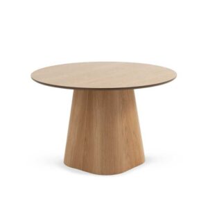 MESA COMEDOR REDONDA MADERA CONTRACHAPADO ROBLE CON PIE CENTRAL  Gabar