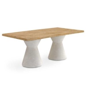 MESA DE COMEDOR RECTANGULAR EN MADERA DE ABETO Y BASE DE POLIRES  Gabar