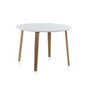 MESA MADERA BLANCA CON PATAS CONTRACHAPADO DE ROBLE 110 DIAM  Gabar