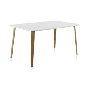 MESA MADERA BLANCA CON PATAS CONTRACHAPADO DE ROBLE 150X90 CM  Gabar