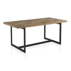 MESA MADERA DE FRESNO 178x90 CON PIE METALICO - (P30) Gabar