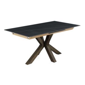 MESA NEGRA CERAMICA EXTENSIBLE 160/210X90 CM PIE METAL COLOR COB  Gabar