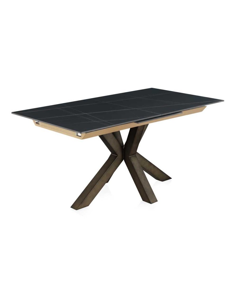 MESA NEGRA CERAMICA EXTENSIBLE 160/210X90 CM PIE METAL COLOR COB Gabar