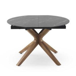 MESA REDONDA EXTENSIBLE 120/160X90 PIE MADERA DE ROBLE CON SOBRE  Gabar