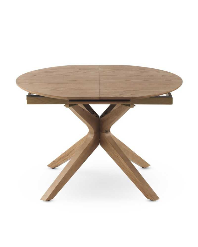 MESA REDONDA EXTENSIBLE 120/160X90 PIE MADERA DE ROBLE CON SOBRE Gabar