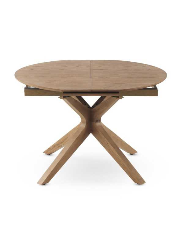 MESA REDONDA EXTENSIBLE 120/160X90 PIE MADERA DE ROBLE CON SOBRE - Imagen 2