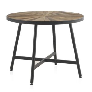 MESA REDONDA MADERA LAMINADA 100 CM CON PIE METALICO - (P30) Gabar