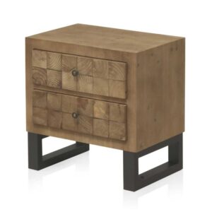 MESITA DE NOCHE DE MADERA DE BLOQUES 2 CAJONES  Gabar