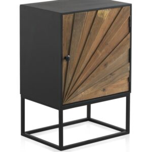MESITA DE NOCHE MADERA LAMINADA 1 PUERTA CON BASE METALICA  Gabar