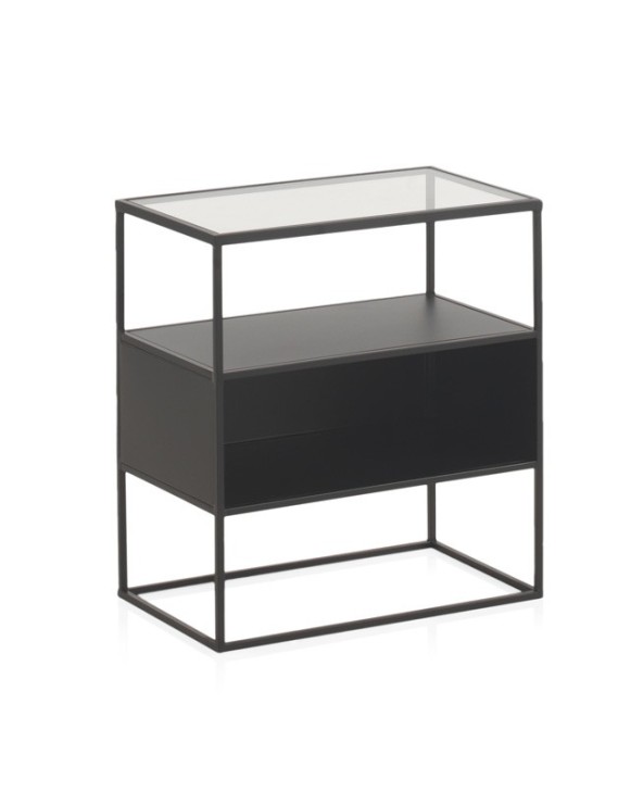 MESITA METALICA NEGRA CON SOBRE DE CRISTAL - Imagen 2