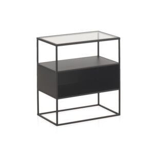 MESITA METALICA NEGRA CON SOBRE DE CRISTAL  Gabar