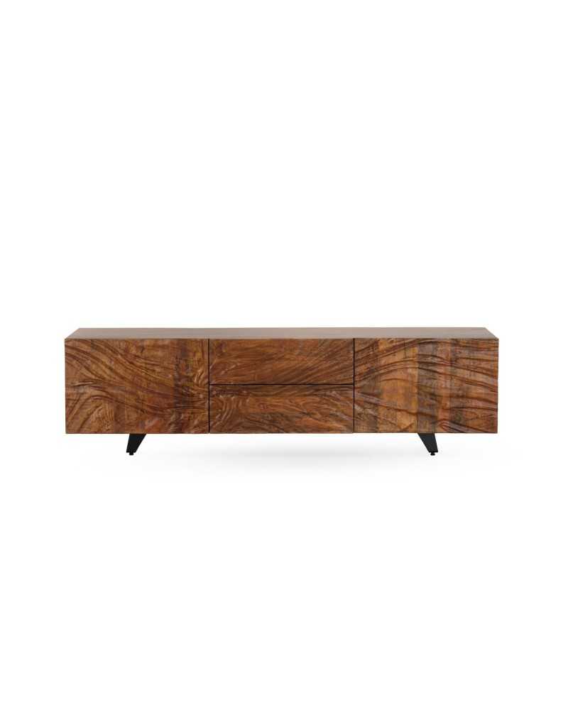 MUEBLE TV 2 PUERTAS Y 2 CAJONES MADERA MACIZA DE MANGO CON PATAS Gabar