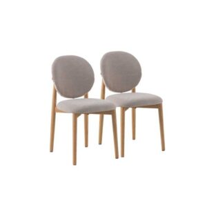 PACK 2 SILLAS MADERA DE ROBLE NATURAL TAPIZADO EN BEIGE  Gabar