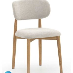 PACK 2 SILLAS MADERA DE ROBLE NATURAL TAPIZADO EN BLANCO  Gabar