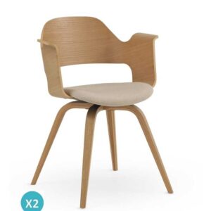 PACK 2 SILLONES MADERA CONTRACHAPADO ROBLE ASIENTO TAPIZADO  Gabar