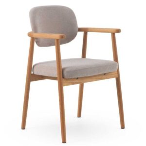 PACK 2 SILLONES MADERA DE ROBLE NATURAL TAPIZADO EN BEIGE