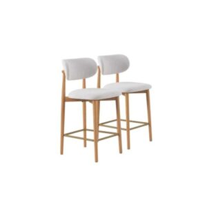 PACK 2 TABURETES CON RESPALDO DE MADERA DE ROBLE NATURAL TAPIZAD Gabar