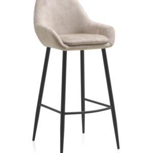 PACK 2 TABURETES TAPIZADOS COLOR BEIG PATAS METALICAS NEGRAS Gabar