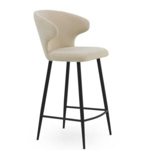 PACK 2 TABURETES TAPIZADOS COLOR BEIG PATAS METALICAS NEGRAS