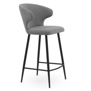 PACK 2 TABURETES TAPIZADOS COLOR CAFE PATAS METALICAS NEGRAS