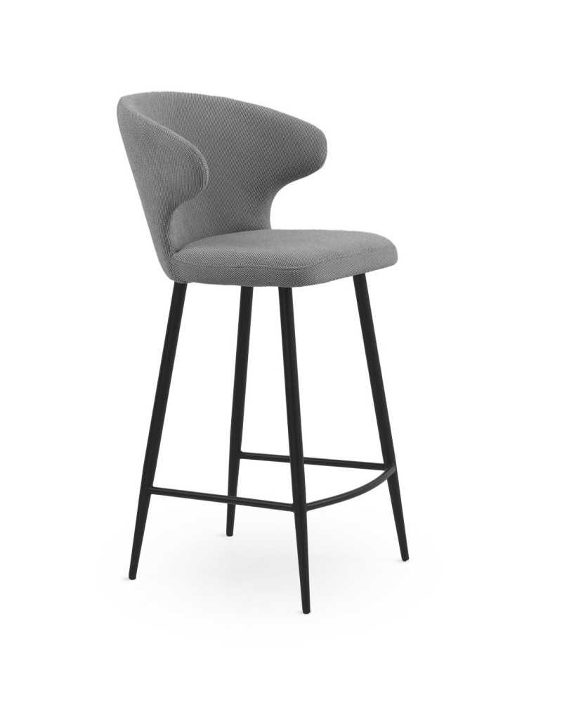 PACK 2 TABURETES TAPIZADOS COLOR CAFE PATAS METALICAS NEGRAS