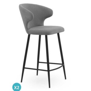 PACK 2 TABURETES TAPIZADOS COLOR CAFE PATAS METALICAS NEGRAS Gabar