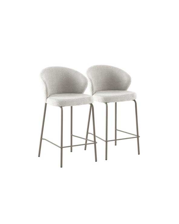 PACK 2 TABURETES TAPIZADOS EN CHENILLA BLANCO CON PATAS METALICA - Imagen 2