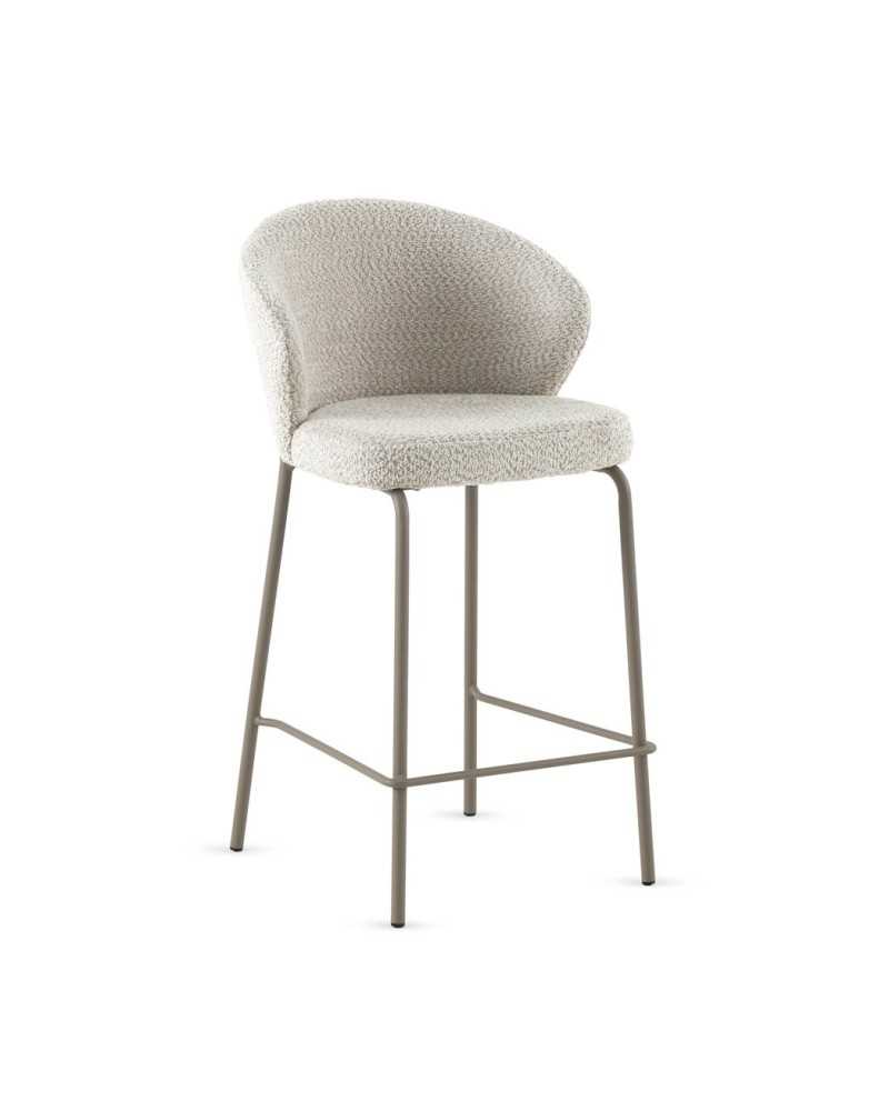 PACK 2 TABURETES TAPIZADOS EN CHENILLA CREMA CON PATAS METALICAS