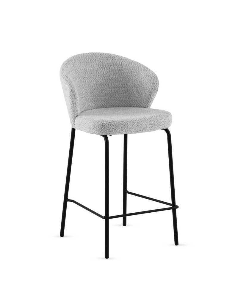 PACK 2 TABURETES TAPIZADOS EN CHENILLA GRIS CLARO CON PATAS META