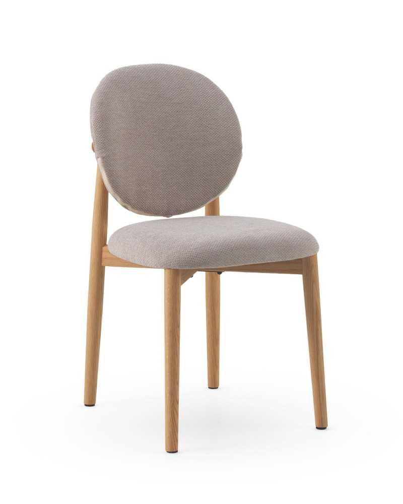 PACK 2 SILLAS MADERA DE ROBLE NATURAL TAPIZADO EN BEIGE