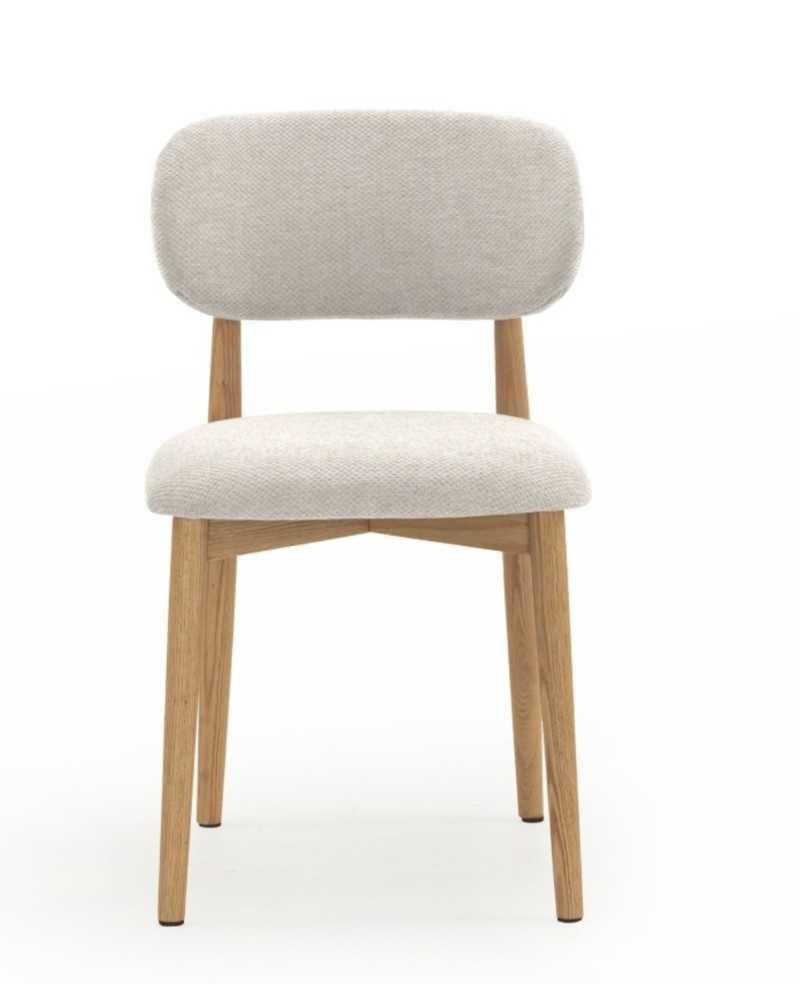 PACK 4 SILLAS MADERA DE ROBLE NATURAL TAPIZADO EN BLANCO